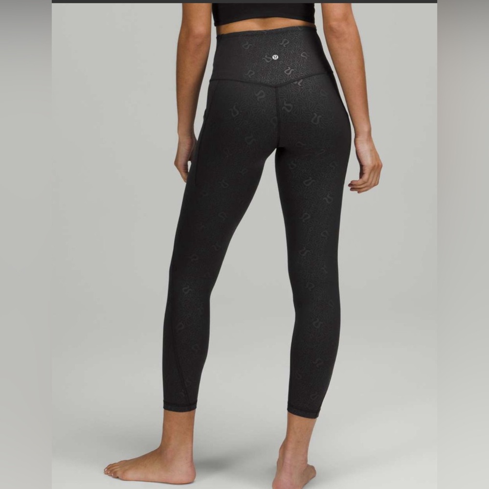 Lululemon Align High-Rise Pant with Pockets 25" Yogo Emboss Black size 16
